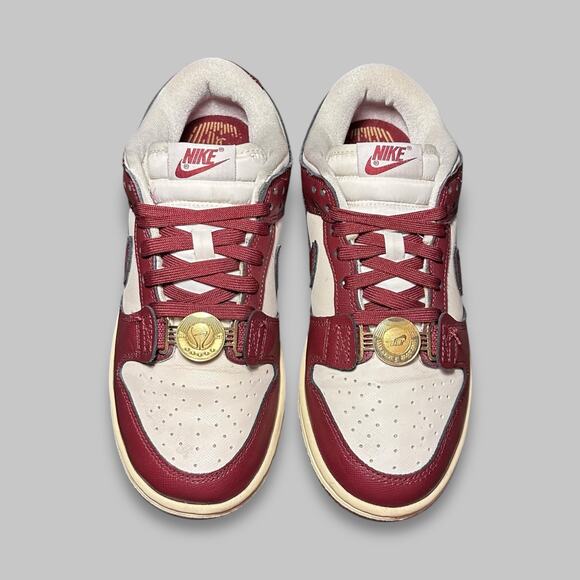 Nike Dunk Low GS “Just Do It” Red and Sail Sneakers - Size 7.5 - Picture 3 of 7